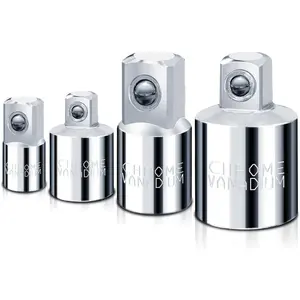 4 Piece Socket Adapter and Reducer Set, 1/4", 3/8", 1/2" Drive Socket Adapter Set, SAE Adapter Conversion Set for Impact Driver Wrench, Chrome Vanadium Steel, Full Polished