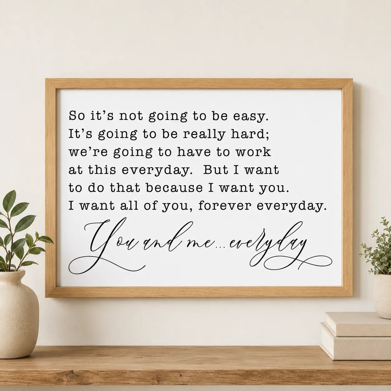So It's Not Going To Be Easy Home Decor Sign Template -poster unframed. Bedroom Wall Art Print, Minimalist Art, Wall Art Print Set
