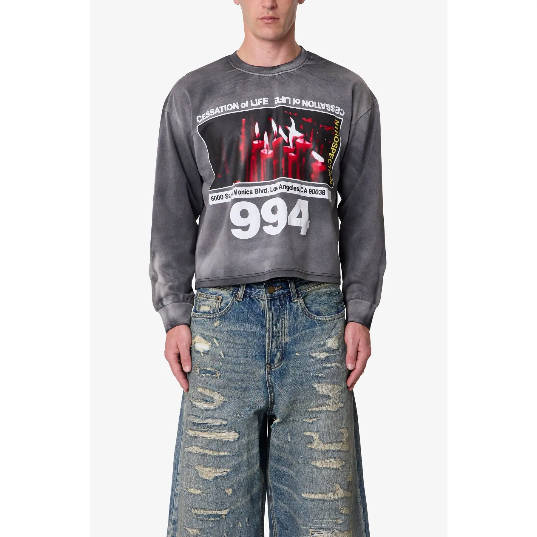 mnml Cessation of Life Printed L/S Tee - Washed Black