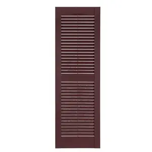 Perfect Shutters  Premier Louver Exterior Decorative Shutter, Burgundy - 15 x 71 in.