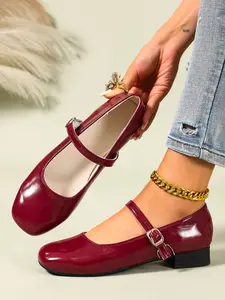 2026 New Summer Mary Jane Shoes, Elegant Synthetic Leather, Rubber Sole, Less Than Ankle, Formal Shoes for Work, Shopping, School