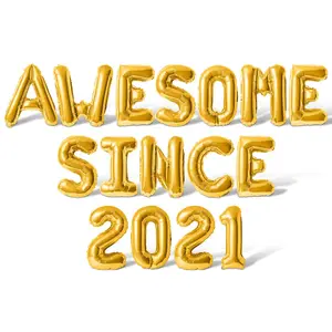 Letter & Number Balloons - AWESOME SINCE 2021 16" Inch Alphabet Letters Foil Mylar Balloon Birthday Party Banner