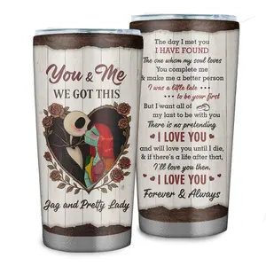 Halloween Jack and Sally 20oz Tumbler – Personalized Vintage Couple Cup with Custom Name – Romantic Gift for Him Her on Anniversary, Valentine’s Day, Christmas or Halloween