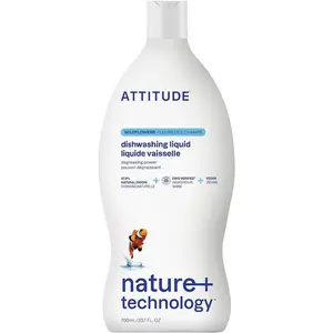 ATTITUDE Dishwashing Liquid, EWG Verified, Vegan Dish Soap, Plant Based, Naturally Derived Products, Wildflowers, 23.7 Fl Oz
