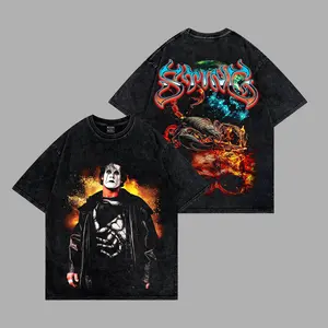 The Stinger Sting WWE Premium Acid Washed T-Shirt, The Icon Fans, WCW Legend Graphic Tee, Crow Face Paint Wrestling Shirt, AEW WWE Crossover Fan Merch for True Fans