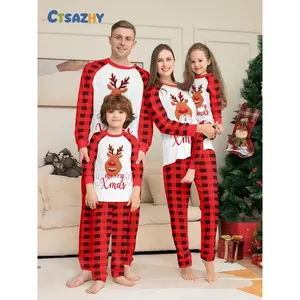 Merry Christmas Family Pajama Set, Plaid Design, Soft Breathable Fabric, Casual Fit, Perfect for Holiday Season