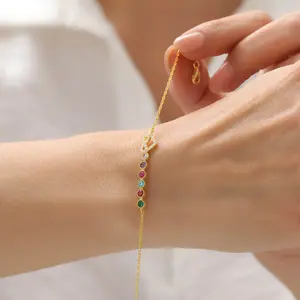 Personalized Family Heart Birthstone Bracelet, Gold Plated Bracelet, Love Month Stone Jewelry, Family Keepsake for Mom