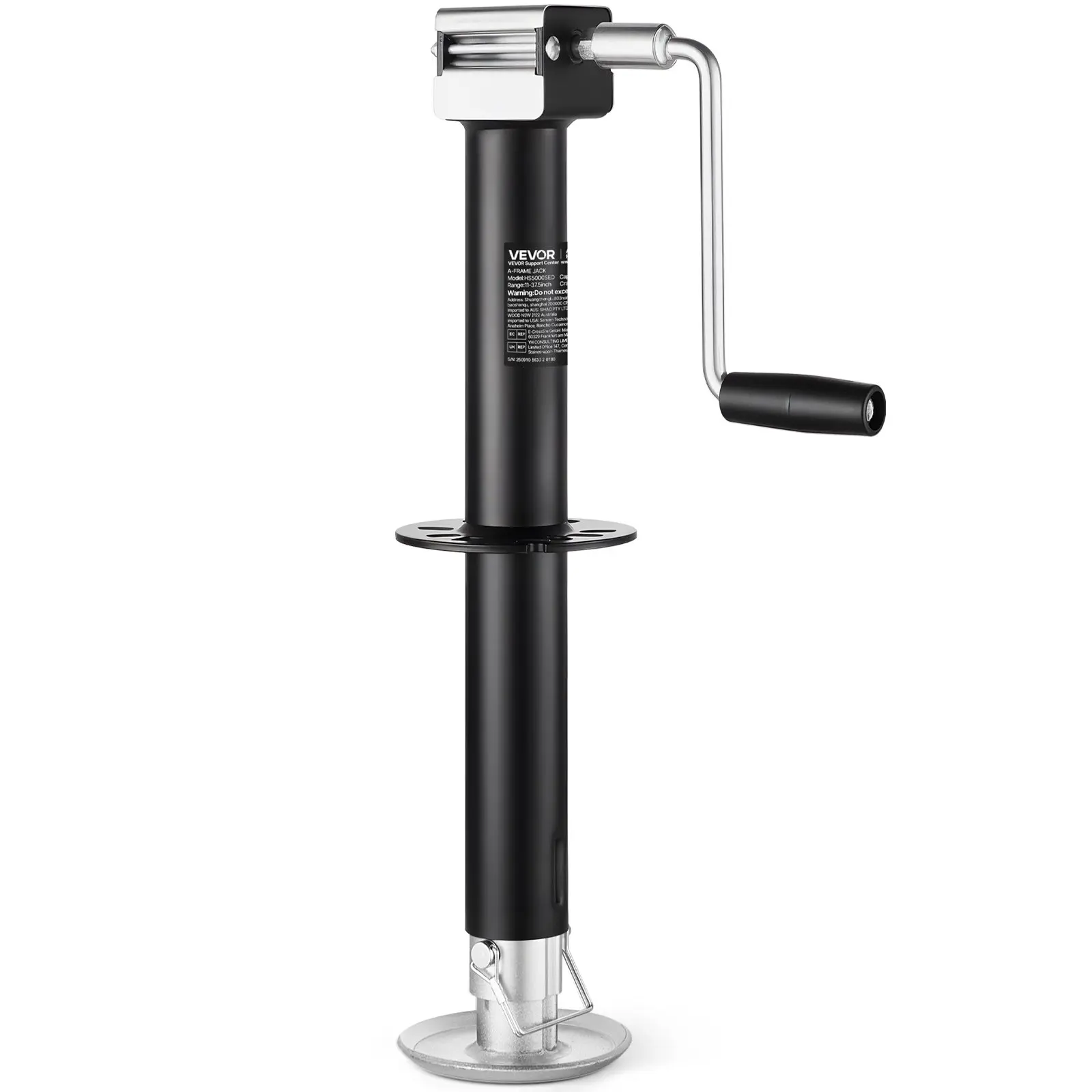【DealsForYouDays】VEVOR Carbon Steel A-Frame Manual Jack, 5000 lbs Capacity, 15-in Adjustable Lift, 7-Level Drop Adjustable Legs, Drill Socket, Cordless Drill Compatible, Lifts Heavy Loads, for RV/Trailers, Tire Repair Tool