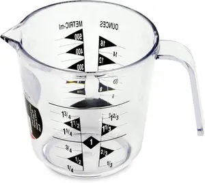 Plastic Measuring Cup 2 Cup Clear with Metric & US Graduations Dishwasher Safe for Liquids & Solids