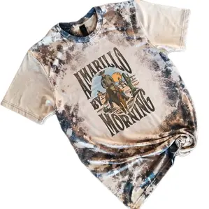 Amarillo By Morning Cowhide Bleached Tee Top Comfort Comfortable Tshirt Crewneck Shortsleeve