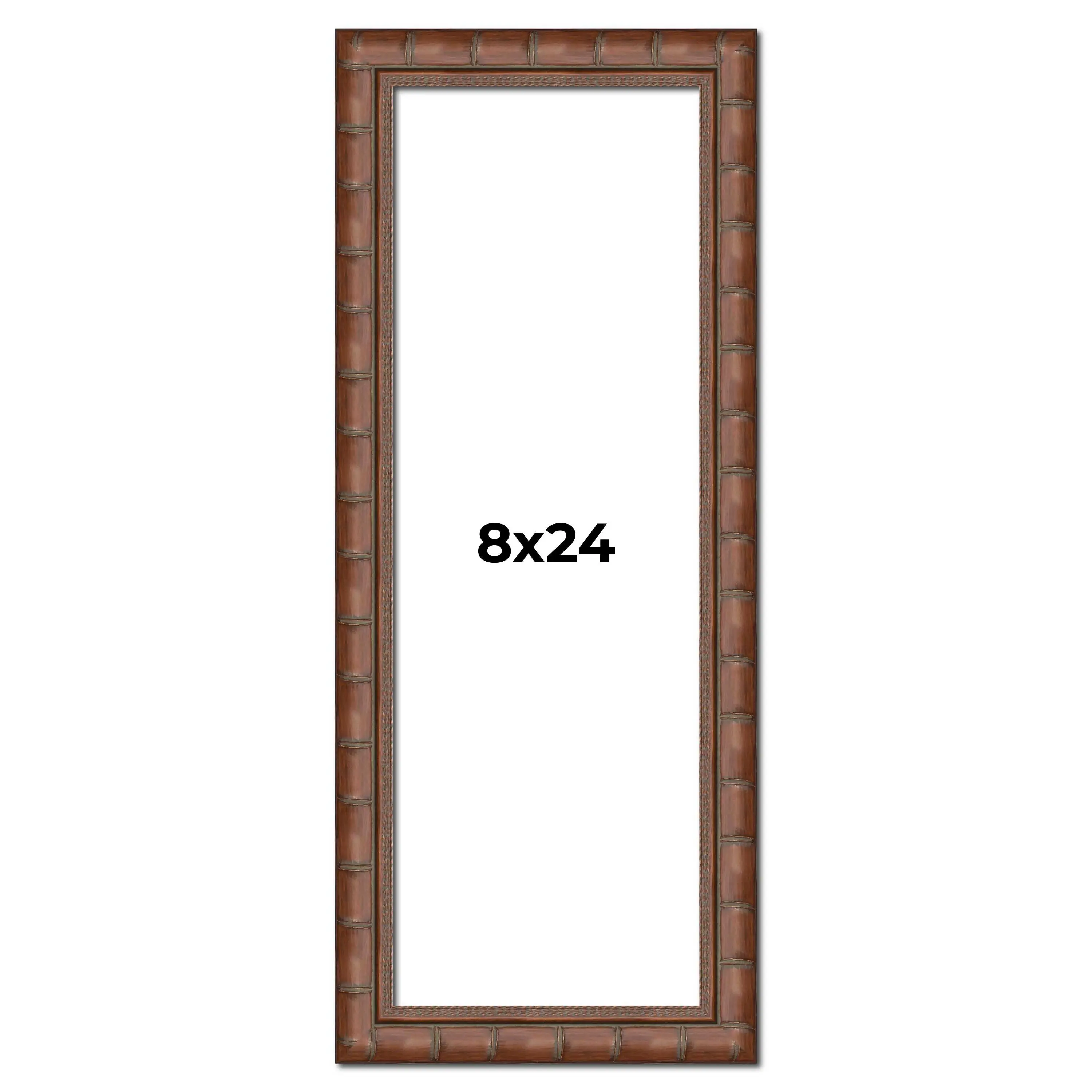 8x24 Brown Modern Bamboo Picture Frame - UV Acrylic, Foam Board Backing, Hanging Hardware