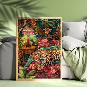 Leopard Sleeping In Bed - Maximalist Wall Art - Leopard Print - Leopard In Bed - Jungle Wall Decor - Leopard Bedroom Poster Ornaments