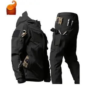 Men's Tactical Outdoor Suit - Windproof, Waterproof Hooded Jacket Overall Set for Hiking, Fishing, Camping, Camping Gear pan
