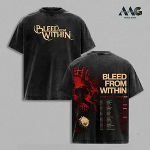 ''Bleed From Within'' Europe & UK Summer 2026 Vintage Washed Tee, Metalcore Band Graphic Tee, Heavy Metal Tour Shirt, Oversized Rock Streetwear T-Shirt, Heavyweight Cotton Double Sided Festival Merch Unisex Tee
