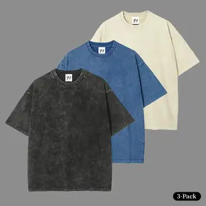 Menswear 3-Pack Unisex Crewneck Short Sleeve Washed Solid Color T-Shirts Soft Round Neck Stretch Top, High-Quality Cotton Fabric, Eco-Friendly Graphic Printing, oversized shirt summer outfits