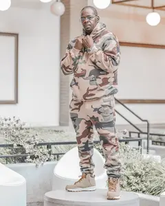 Unisex Tan and Green Camouflage Joggers Set