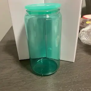 16 oz Color Glass Cups With Lid And Straw and wrap of your choice