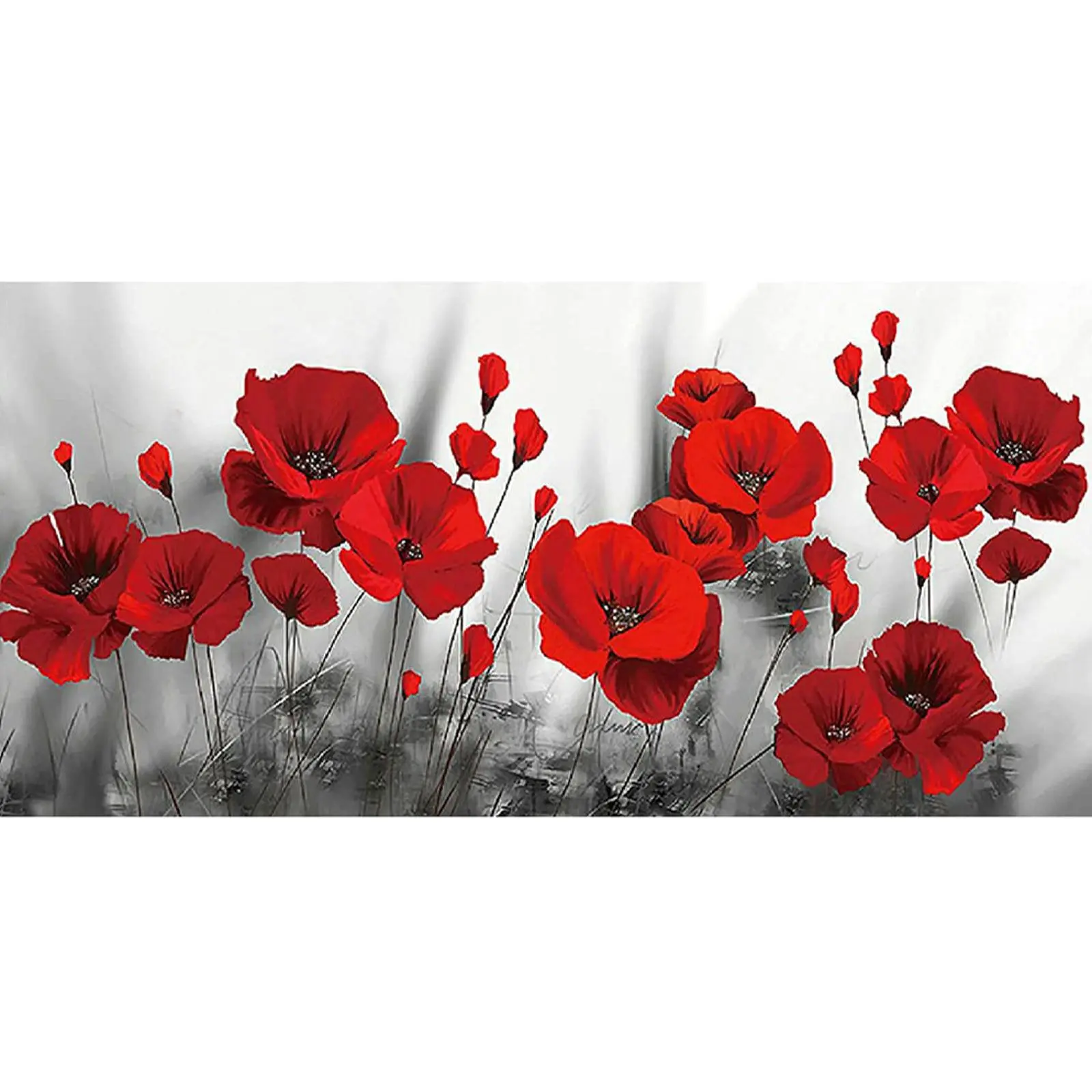 1pc Frameless Acrylic Paint by Number Kit, 80x40cm Poppy Canvas Wall Art DIY Painting Accessories Kit, Gift for DIY Hobby Enthusiasts, Acrylic Painting