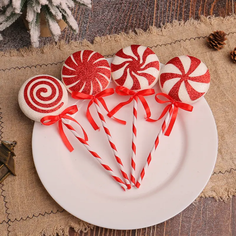 4 pieces of Christmas artificial candy lollipops, Christmas tree decorations