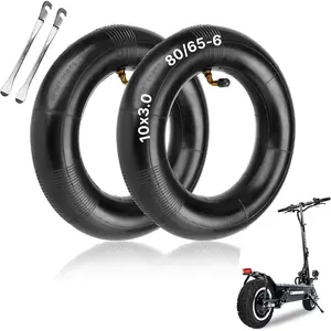 2 Pcs 10x3in Electric Scooter Inner Tube Set 80/65-6 Rubber 10 Inch Replacement Tubes with Tire Levers