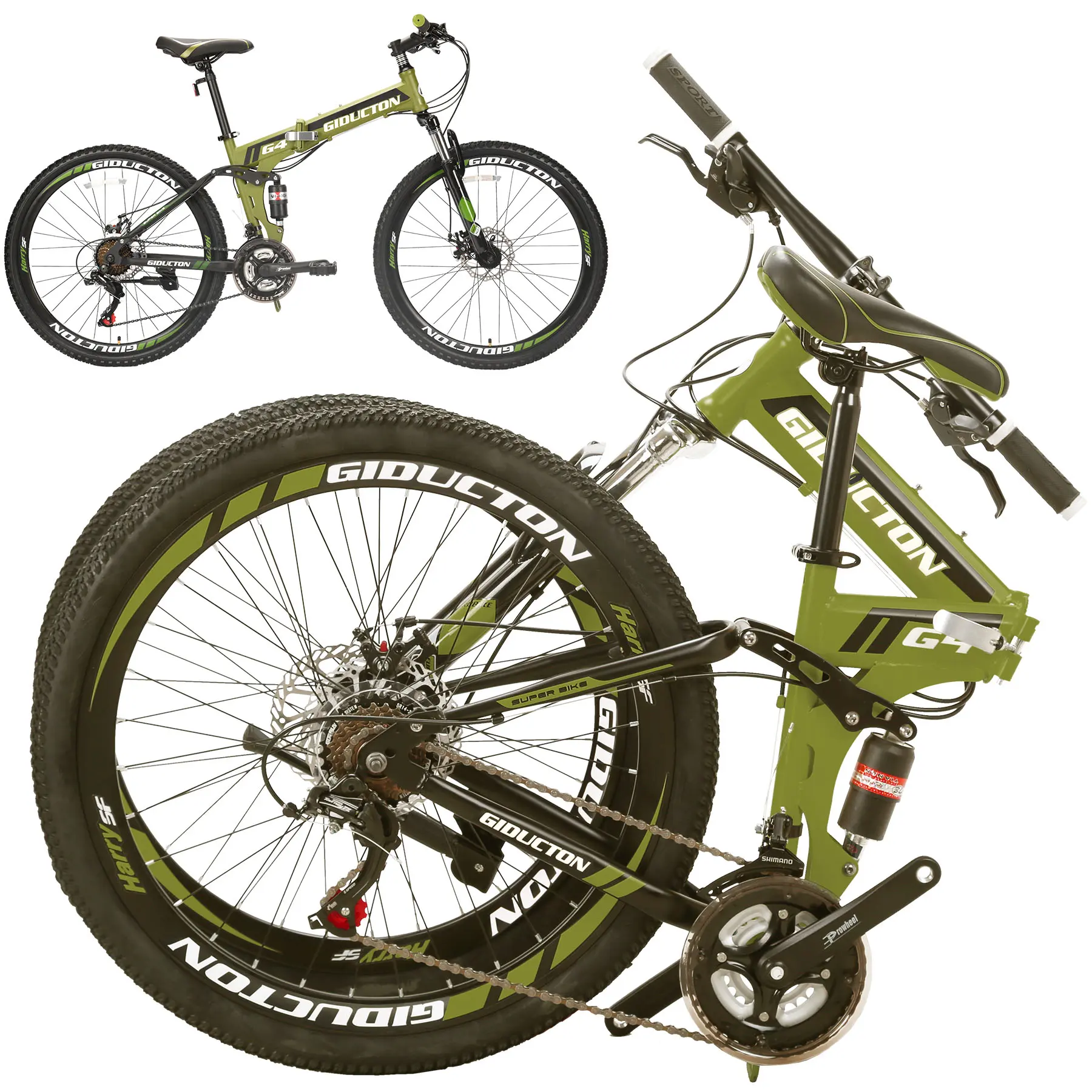 26 Inch Folding Bike, 21 Speed Full Suspension Mountain Bike for Adults/men/women bicycle Double Disc Brakes Heavy Duty Double Disc Brakes Gcc Standards Disc Brakes