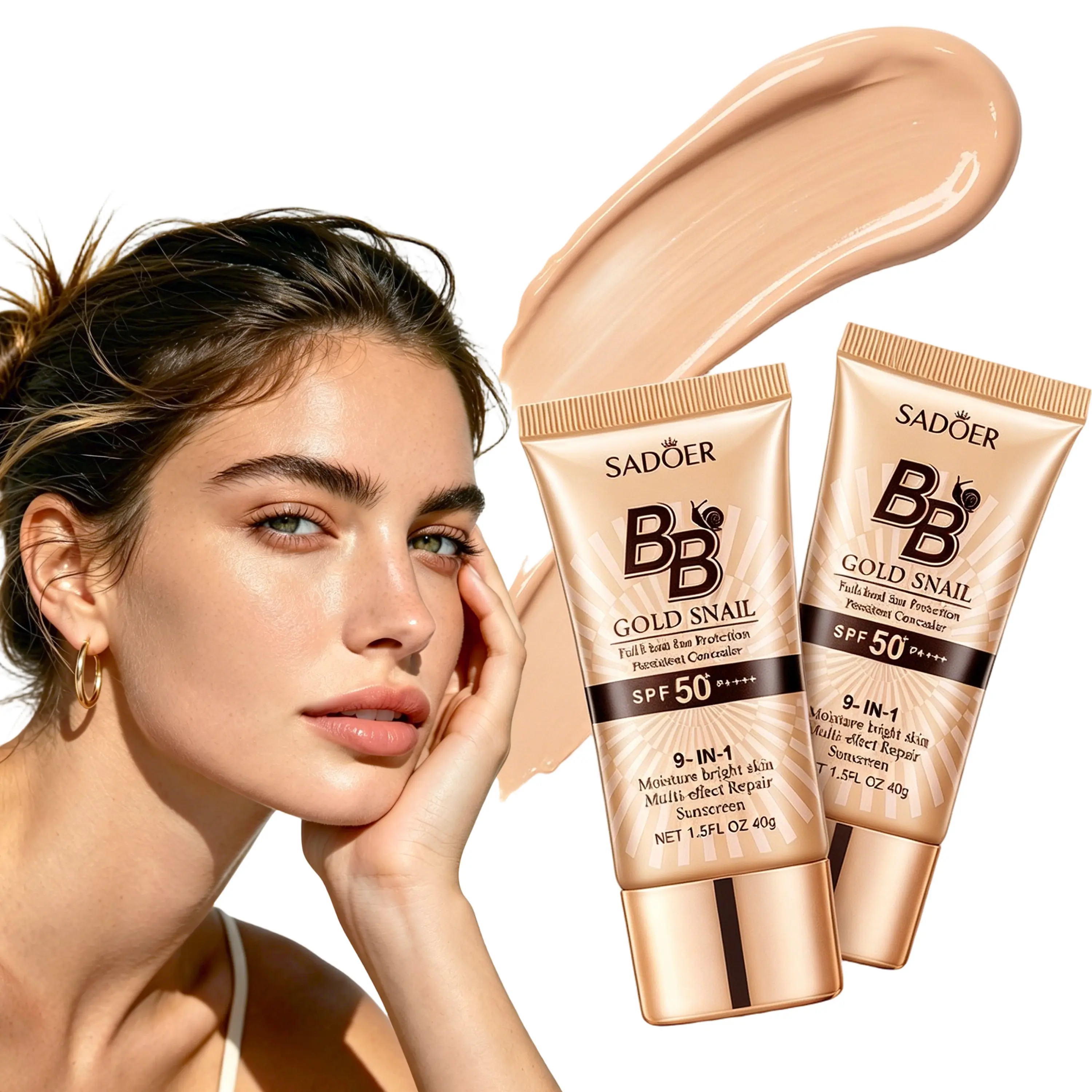 Snail Sunscreen BB Cream, Matte Finish, Long-Lasting Moisturizer, Moisturizing Primer, Hydrating Sunscreen, Sunscreen Foundation, Face Makeup Primer Great Gift for Mother's Day, Christmas
