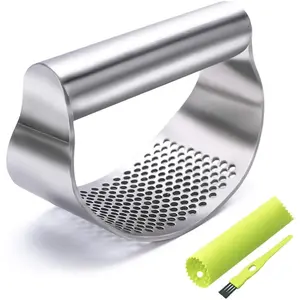 Garlic Press Rocker, Stainless Steel Garlic Crusher, Dishwasher Safe, Ergonomic Handle Garlic Chopper  No Brand