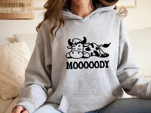 Mooooody Sweatshirt, Moody Sweatshirt, Funny Cow Sweatshirt, Cow Hoodie, Unisex Sweatshirt, Funny Hoodie, Cute Cow Hoodie, Cow Lover Gift