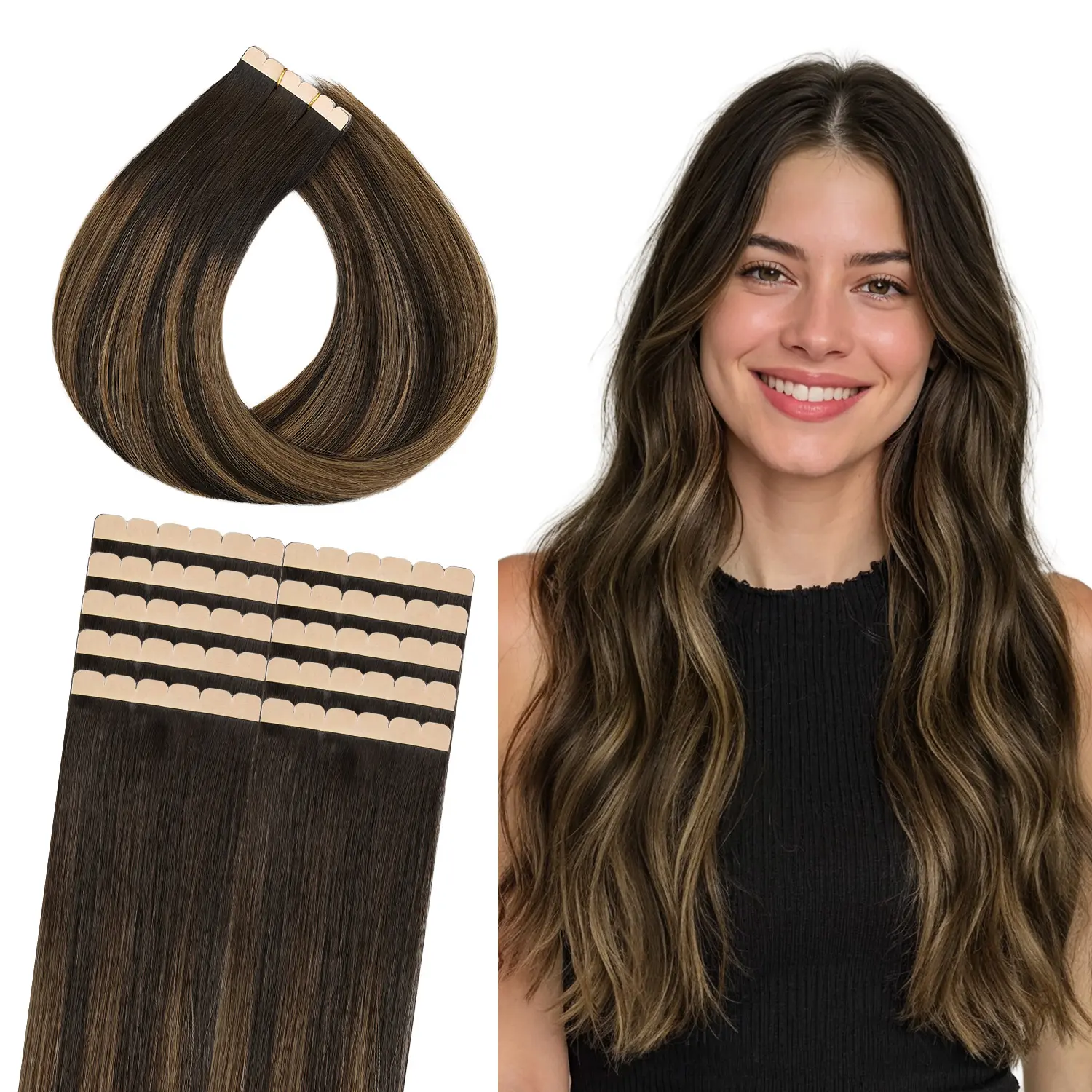 #2/6/2 Balayage Dark Brown to Chestnut Brown