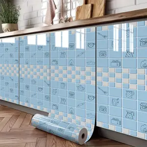 Kitchen Oil Resistant Stickers Waterproof Self-adhesive Wallpaper Stove Countertop Protective Pad Cabinet Countertop Marble Film To Needs  Easy To Clean