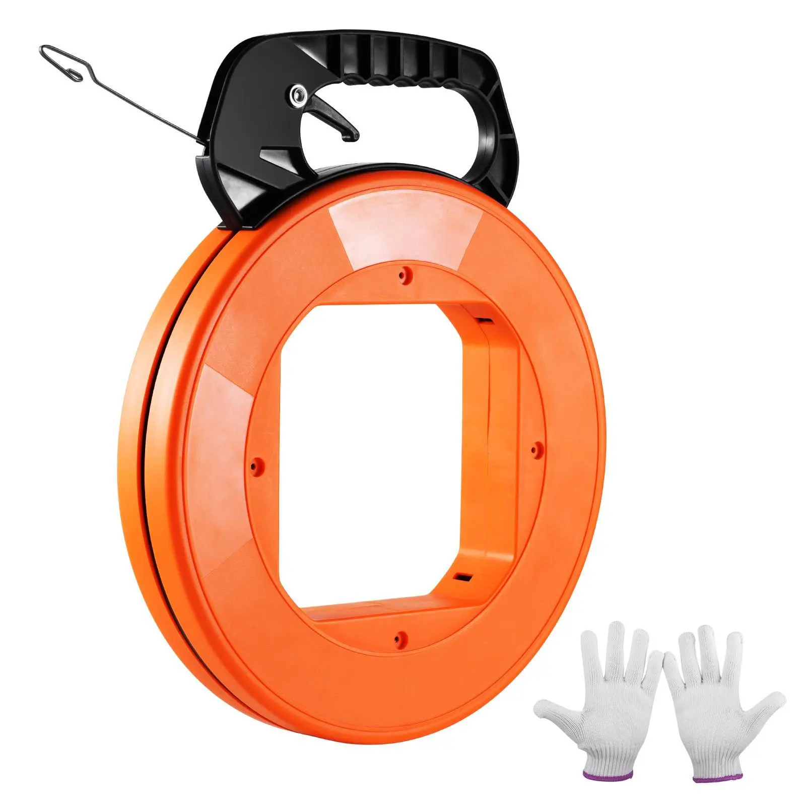 VEVOR Manual Heavy Wire Fish Tape, 120ft 1/8in Metal Cable Puller with Optimized Housing & Handle, Flexible Wire Fishing Tool for Walls & Electrical Conduit, Non-Conductive