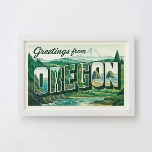 Oregon Postcard Art Print