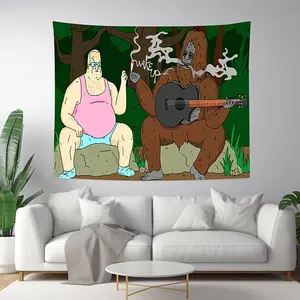 60in x 40in Polyester 100.00 Brushed Fabric Tapestry, The Sasquatch & The Big Lez Show Design, Indoor Wall Hanging for Bedroom, Living Room, College Dorm Decor, Woven, No Electricity Needed