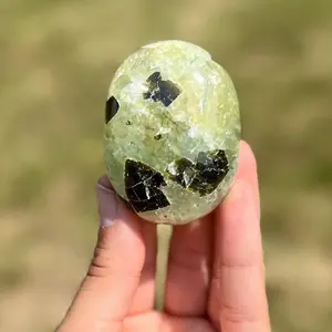 Prehnite Palm Stone - Prehnite Crystal - Polished Prehnite Oval Palm Stone - Tumbled Prehnite - Prehnite Worry Stone - Crystal Palm Stone