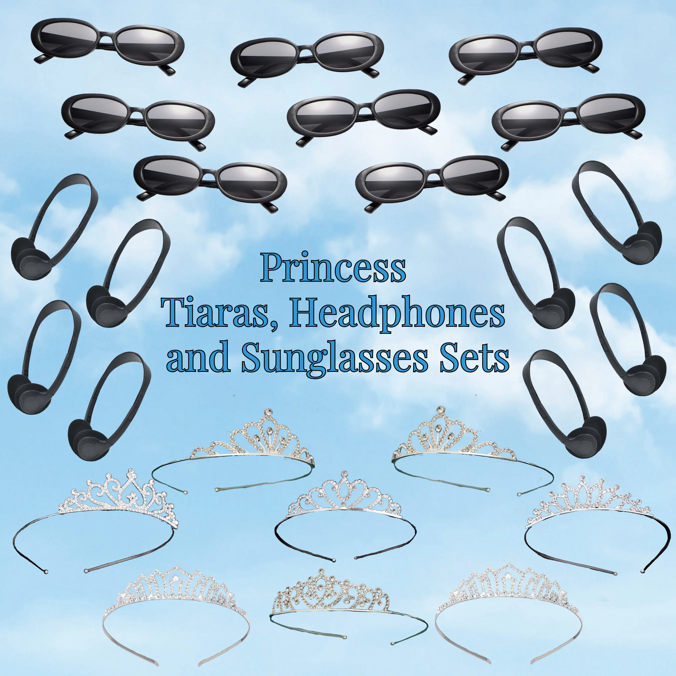Princess Diary Tiaras, Headphones and Sunglasses Sets Party Pack