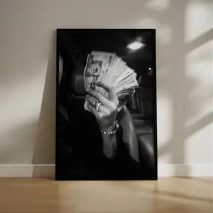 Money Aesthetic Wall Art, Luxury Wealth Print, Black and White Power Poster, Streetwear Interior Decor, Editorial Photography Print