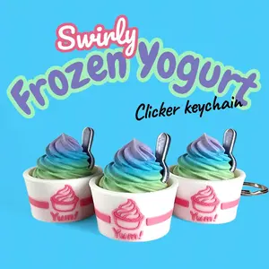 Swirly Frozen Yogurt Clicker Keychain – Cute Sensory Fidget Keychain for Stress Relief & Bag Charm