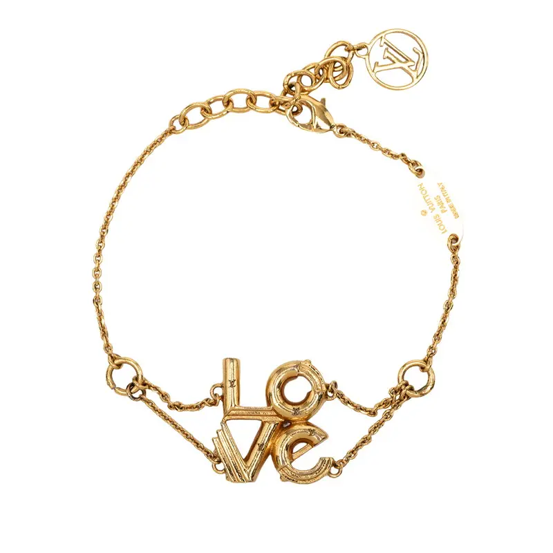 Pre-owned Louis Vuitton Gold-plated Small Leather Goods LV&ME LOVE Bracelet