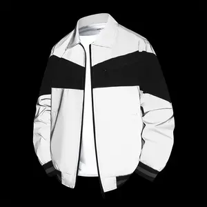 Reflective Jacket Men Outdoor Windproof Fashion Coat Motorcycle Bicycle Riding High Visibility Jacket with Reflective Strips Athletic Outerwear