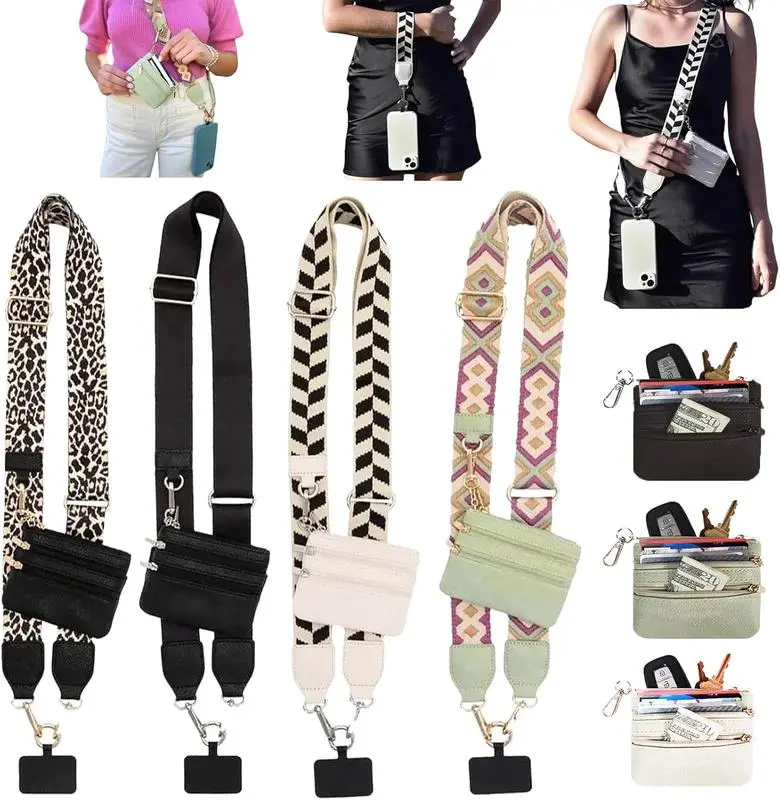 Clip and Go Strap for Phone With Wallet Crossbody, Phone Strap With Wallet, Phone Strap Crossbody With Zipper Pouch Wallet, Phone Wallet, Adjustable Mobile Phone Strap, Mobile phone lanyard, Gift for Valentine's Day