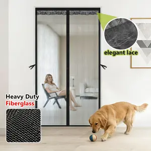 Magnetic Fiberglass Door Curtain with Storage Straps, Pet-Friendly & Scratch-Resistant Screen Door, Automatic Closing, Enjoy Breezy, Summer Mosquito Protection - Suitable for Kitchen And Living Room, Elegant Home Decor