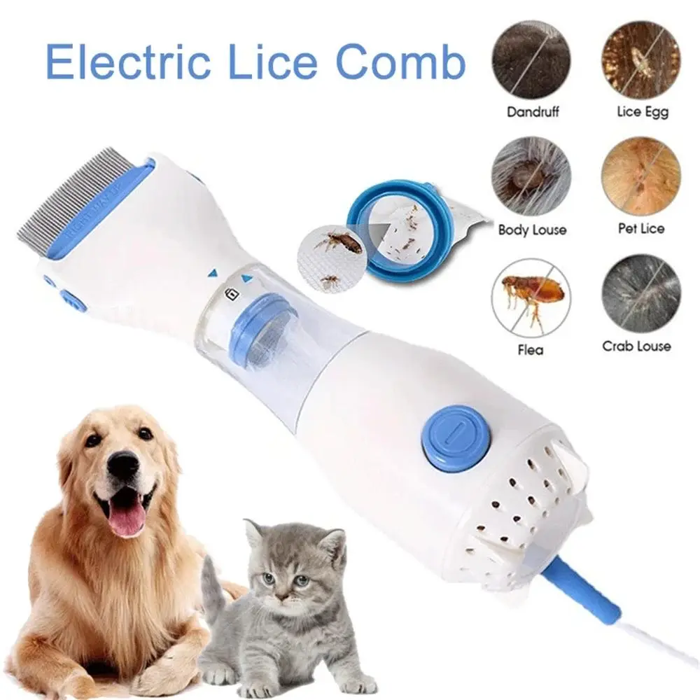 Electric Multifunctional Pet Lice & Fur Comb - Skin Gentle Grooming Tool for Cats and Dogs, Flea Removal Hair Cleaner Brush