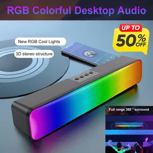 RGB Wireless Speaker Bluetooth-Compatible 3D Stereo Sound Bar USB Powered Portable Mini Loudspeakers with Subwoofer Double Speaker High Volume for PC Laptop HOT