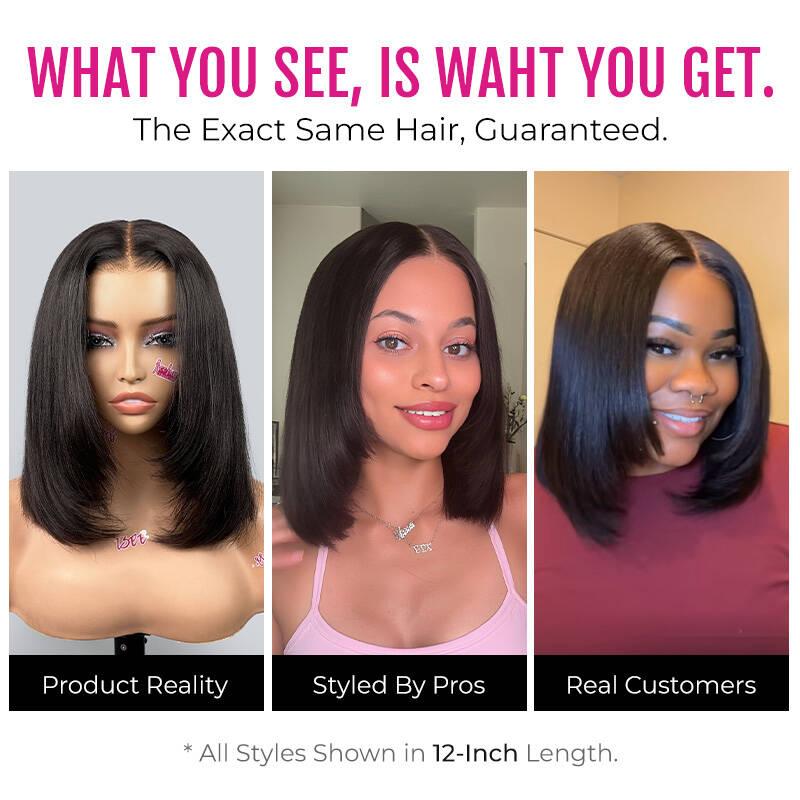 【Hot】ISEE HAIR Wear Go 9x6 Tpart Layered Cut Bob Yaki Straight Wig 180% & 250% Natural Black & Reddish Brown Deep Part Lace Glueless Wig #TikTokShopHolidayHaul