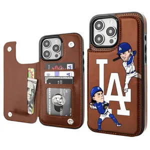 Baseball Pattern Aesthetics Pattern Phone Cases Compatible For With iphone 16 15 14 13 12 PRO PLUS MAX PU Black Durable Flip High quality Leather Credit Card Bag Holder Mother Gift Wallet Shockproof Anti-Drop Full Protection Phone Cases Shell Cover