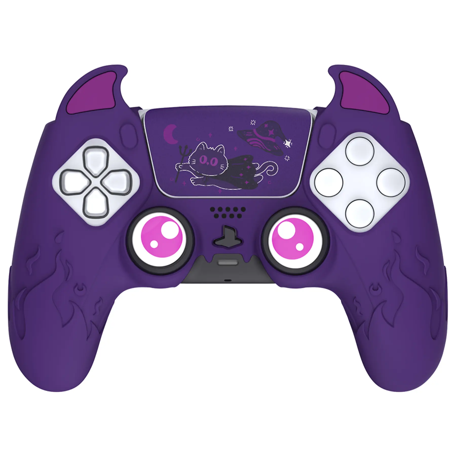 PlayVital  for PS5 Wireless Controller Purple Cute Demon Silicone Case, Compatible with Charging Station