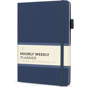 Hourly Weekly Planner - Undated Agenda & Daily Appointment Book - Time Blocking Notebook for Business Entrepreneurs, A5 (Navy Blue)