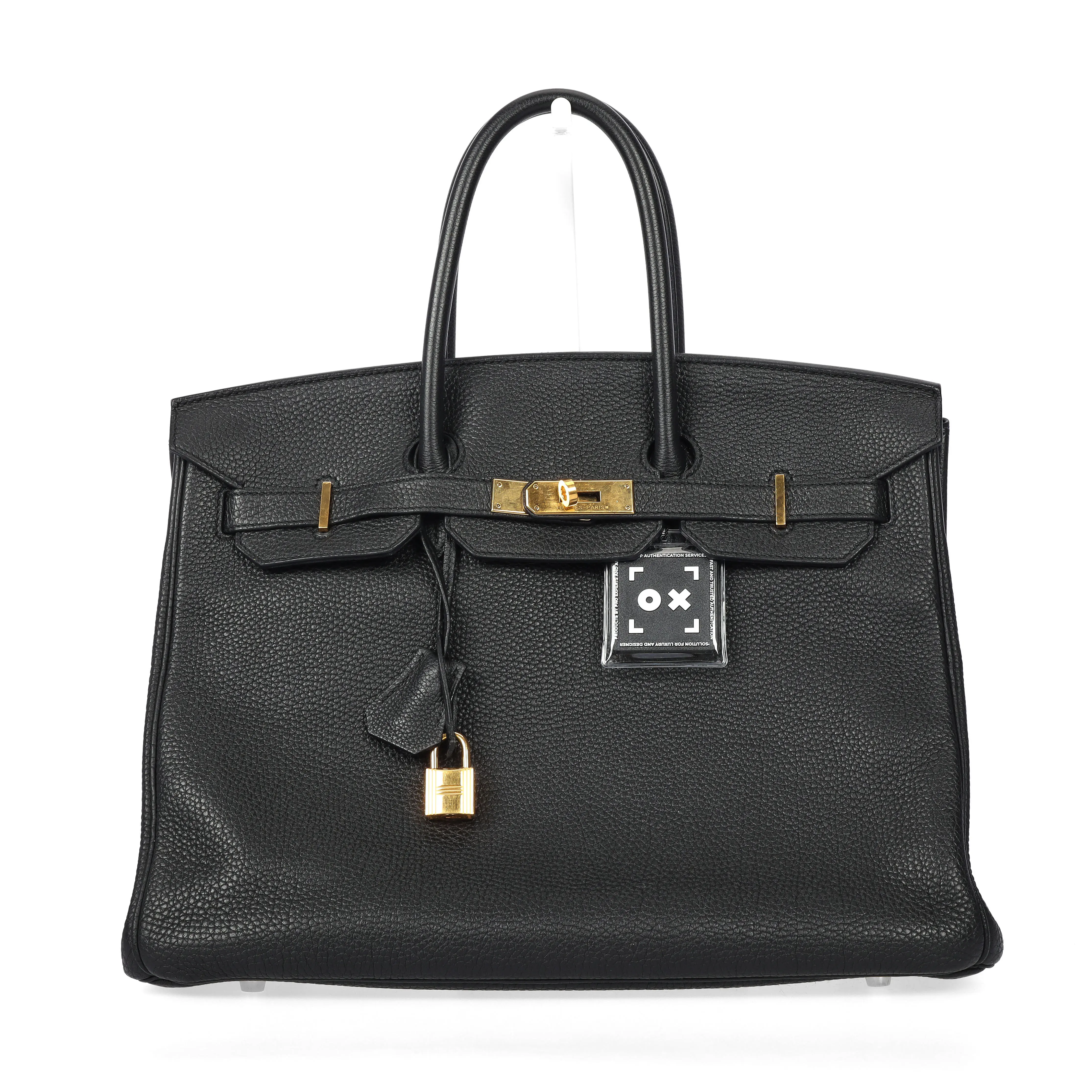 Pre-owned HERMÈS Calfskin Top Handle Bag Birkin Black 57684957