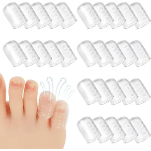 30Pcs Silicone Toe Protectors, Gel Toe Protector Breathable Toe Caps Guards for Men Women, Soft Clear Little Toe Covers Silicone Toe Sleeves for Corns, Blisters and Pain Relief