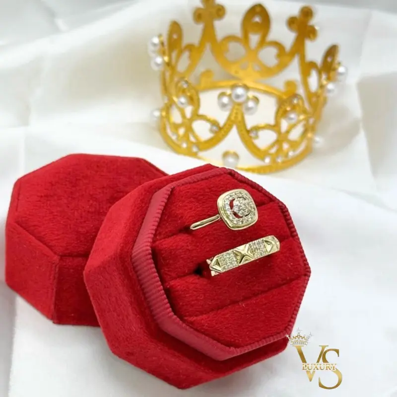 Valdes Luxury | Elegant 14K Gold Layered Bridal Ring Set | 2-Piece | Daily Wear